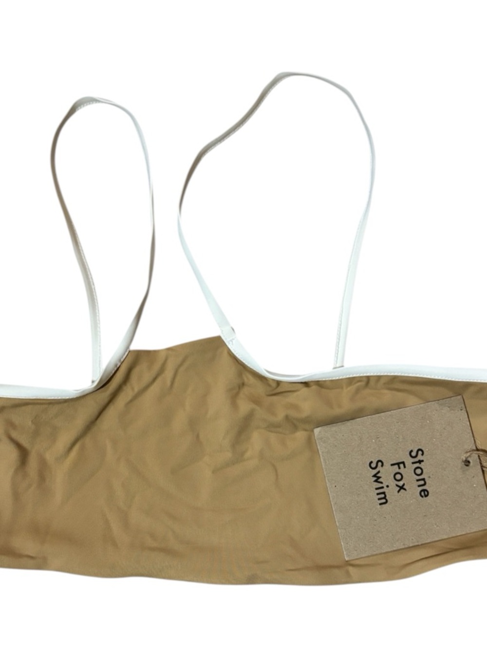 Stone Fox Swim Ibiza Tan Bikini Top with White Trim